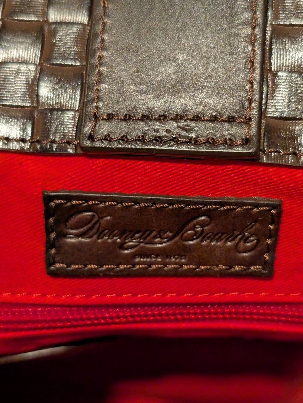 Dooney & Bourke Brown Gold Woven Liliana Beach Boho Coastal Leather Tote Bag - Picture 14 of 15